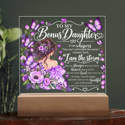 Bonus Daughter Acrylic Plaque with LED Light-Up Base - Giftinum