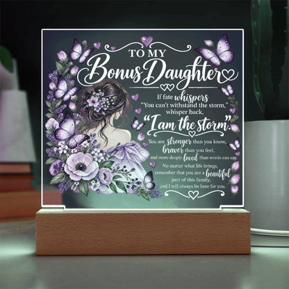 Bonus Daughter Acrylic Plaque with LED Light-Up Base - Giftinum
