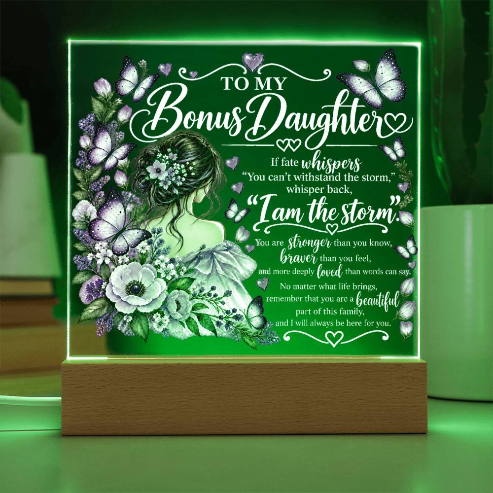 Bonus Daughter Acrylic Plaque with LED Light-Up Base - Giftinum
