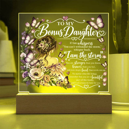 Bonus Daughter Acrylic Plaque with LED Light-Up Base - Giftinum