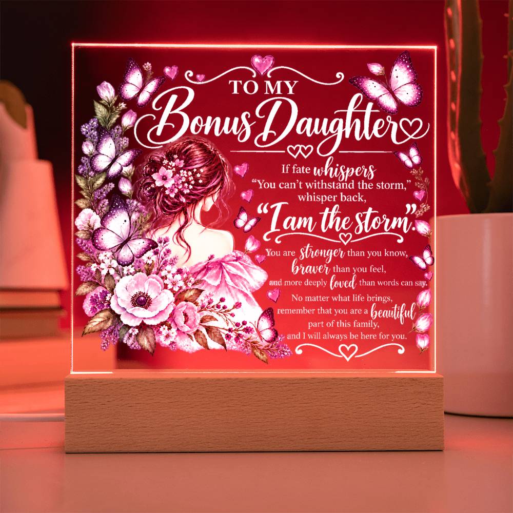 Bonus Daughter Acrylic Plaque with LED Light-Up Base - Giftinum