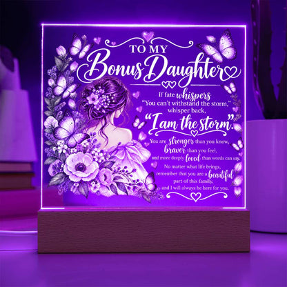 Bonus Daughter Acrylic Plaque with LED Light-Up Base - Giftinum