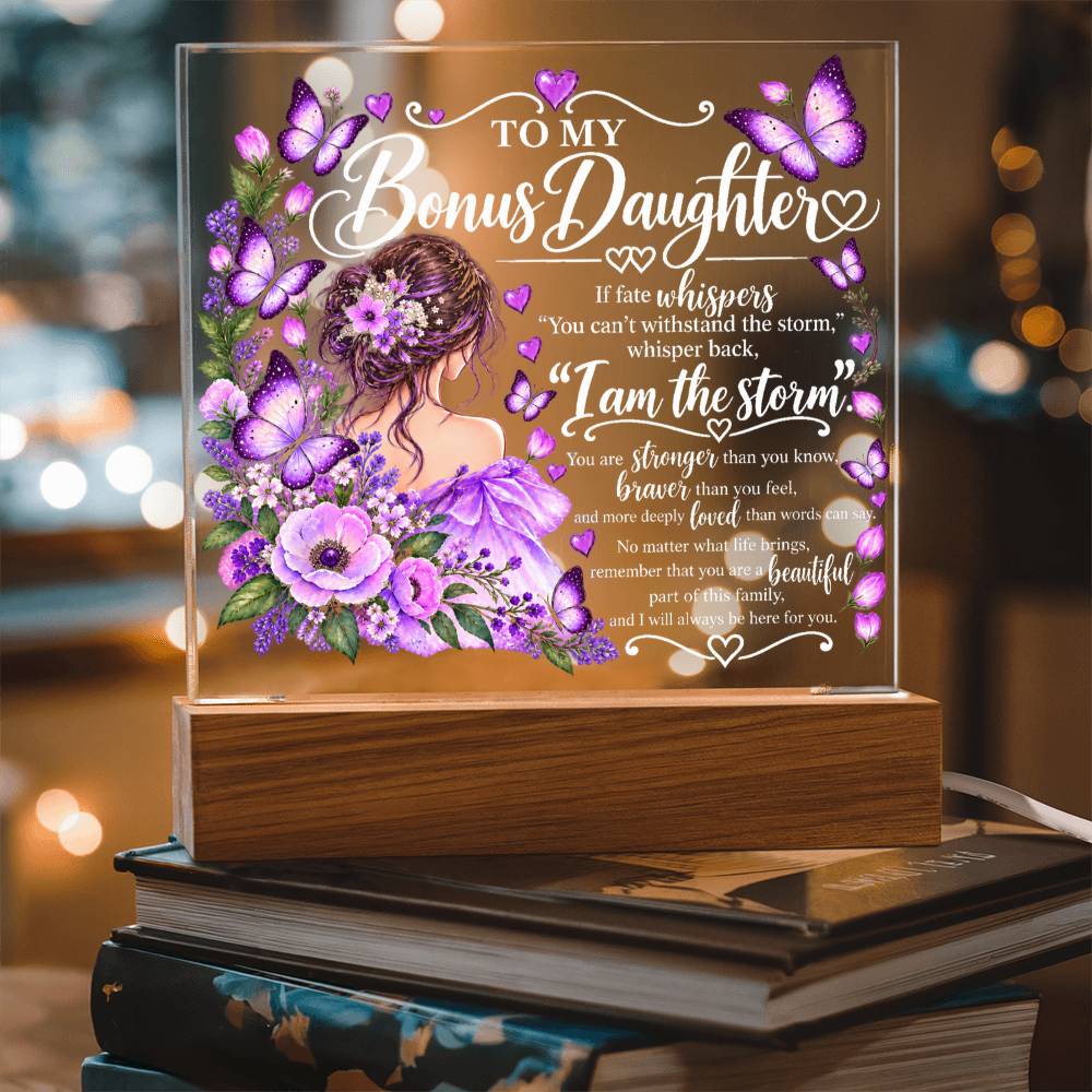 Bonus Daughter Acrylic Plaque with LED Light-Up Base - Giftinum