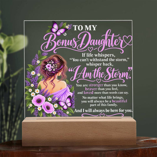 Bonus Daughter Acrylic Plaque with LED Light-Up Base - Giftinum