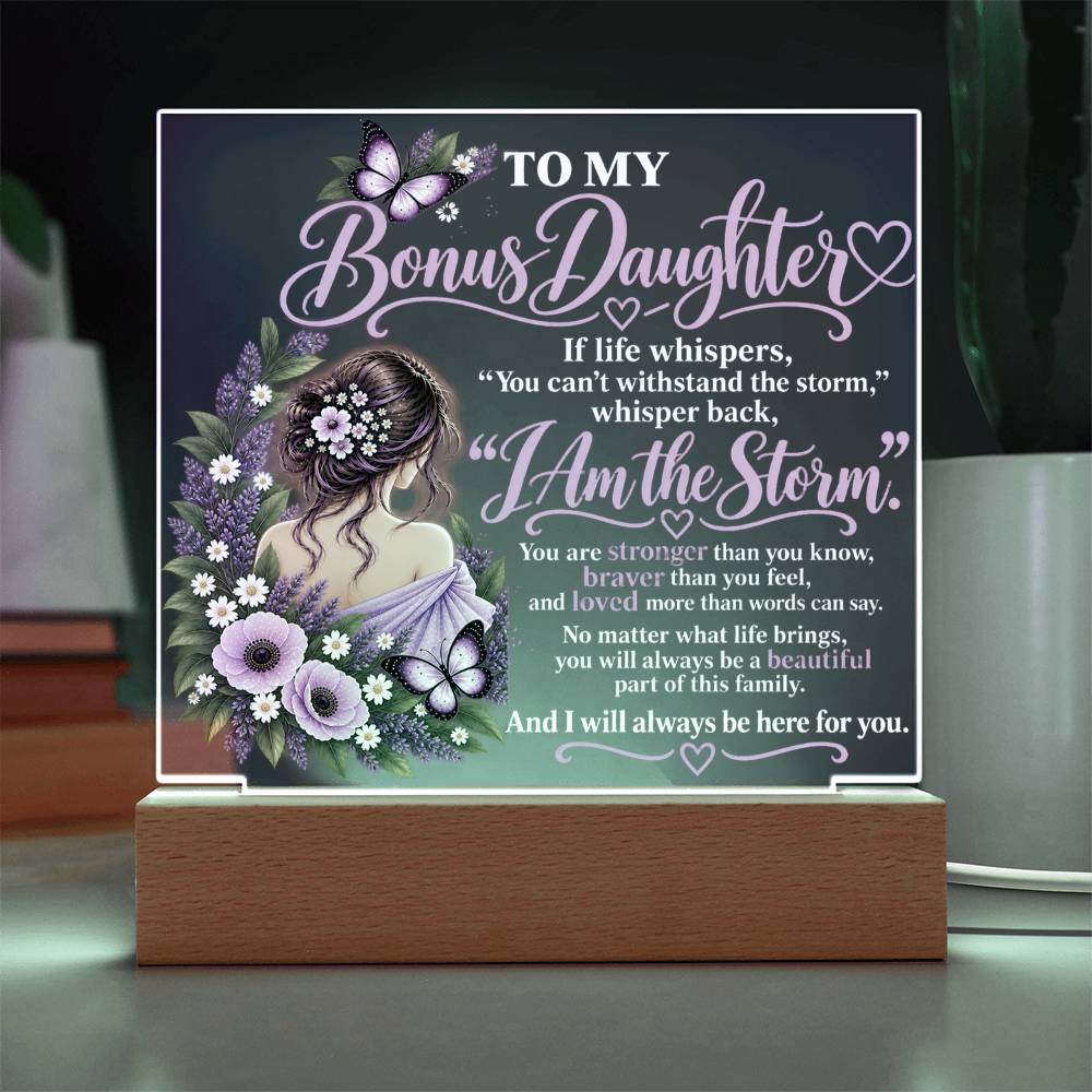 Bonus Daughter Acrylic Plaque with LED Light-Up Base - Giftinum