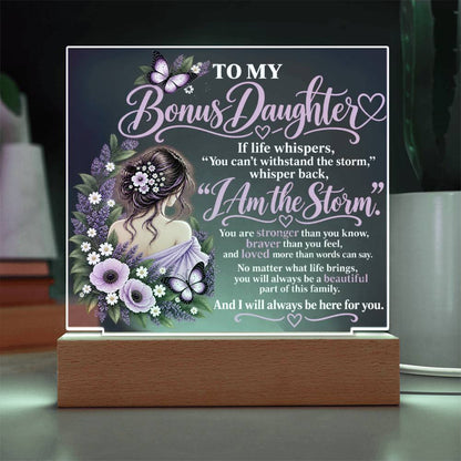 Bonus Daughter Acrylic Plaque with LED Light-Up Base - Giftinum