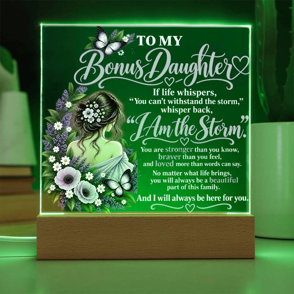 Bonus Daughter Acrylic Plaque with LED Light-Up Base - Giftinum