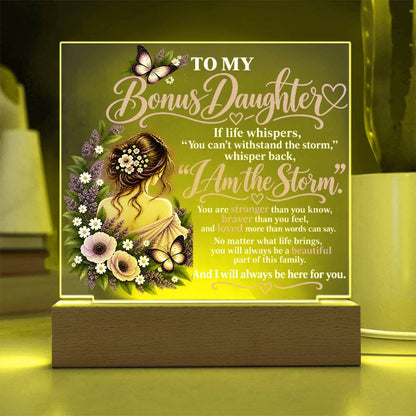 Bonus Daughter Acrylic Plaque with LED Light-Up Base - Giftinum
