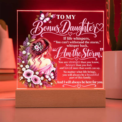 Bonus Daughter Acrylic Plaque with LED Light-Up Base - Giftinum