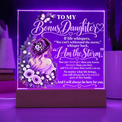 Bonus Daughter Acrylic Plaque with LED Light-Up Base - Giftinum