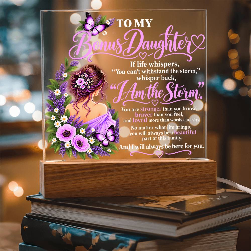 Bonus Daughter Acrylic Plaque with LED Light-Up Base - Giftinum