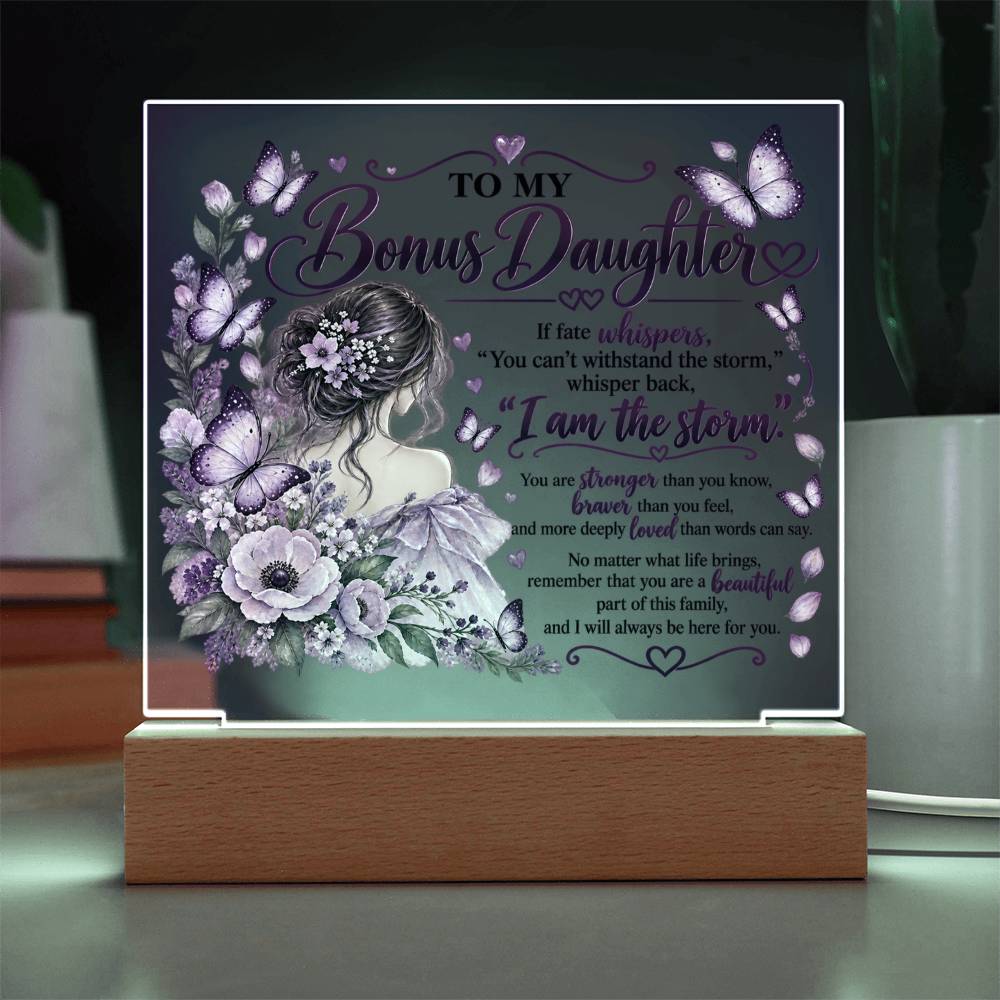 Bonus Daughter Butterfly Acrylic LED Plaque - Giftinum
