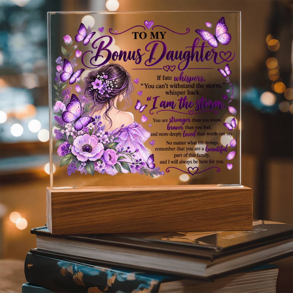 Bonus Daughter Butterfly Acrylic LED Plaque - Giftinum