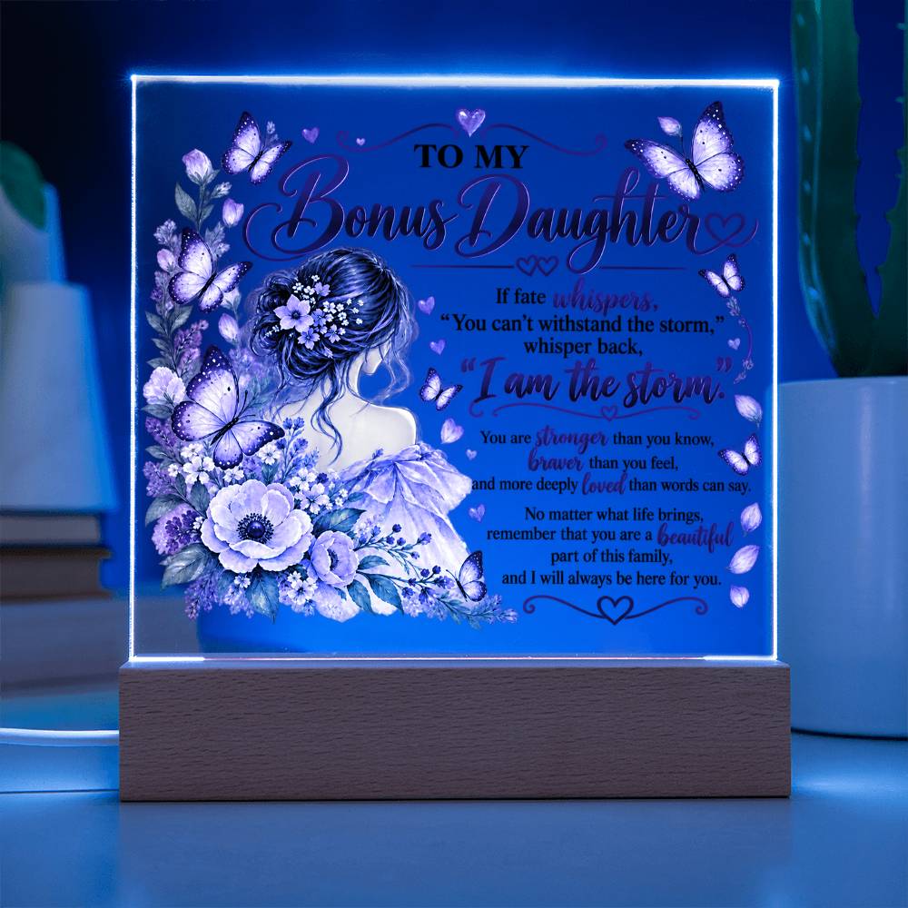 Bonus Daughter Butterfly Acrylic LED Plaque - Giftinum
