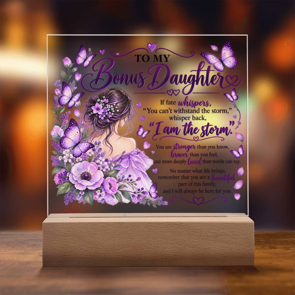 Bonus Daughter Butterfly Acrylic LED Plaque - Giftinum
