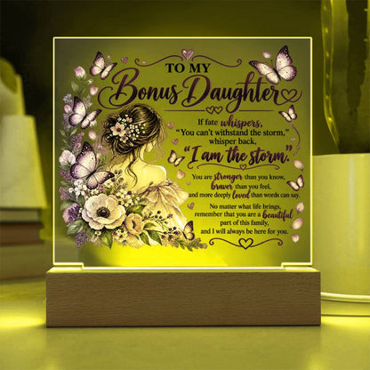 Bonus Daughter Butterfly Acrylic LED Plaque - Giftinum