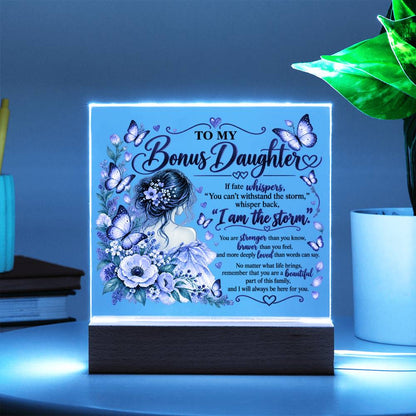 Bonus Daughter Butterfly Acrylic LED Plaque - Giftinum