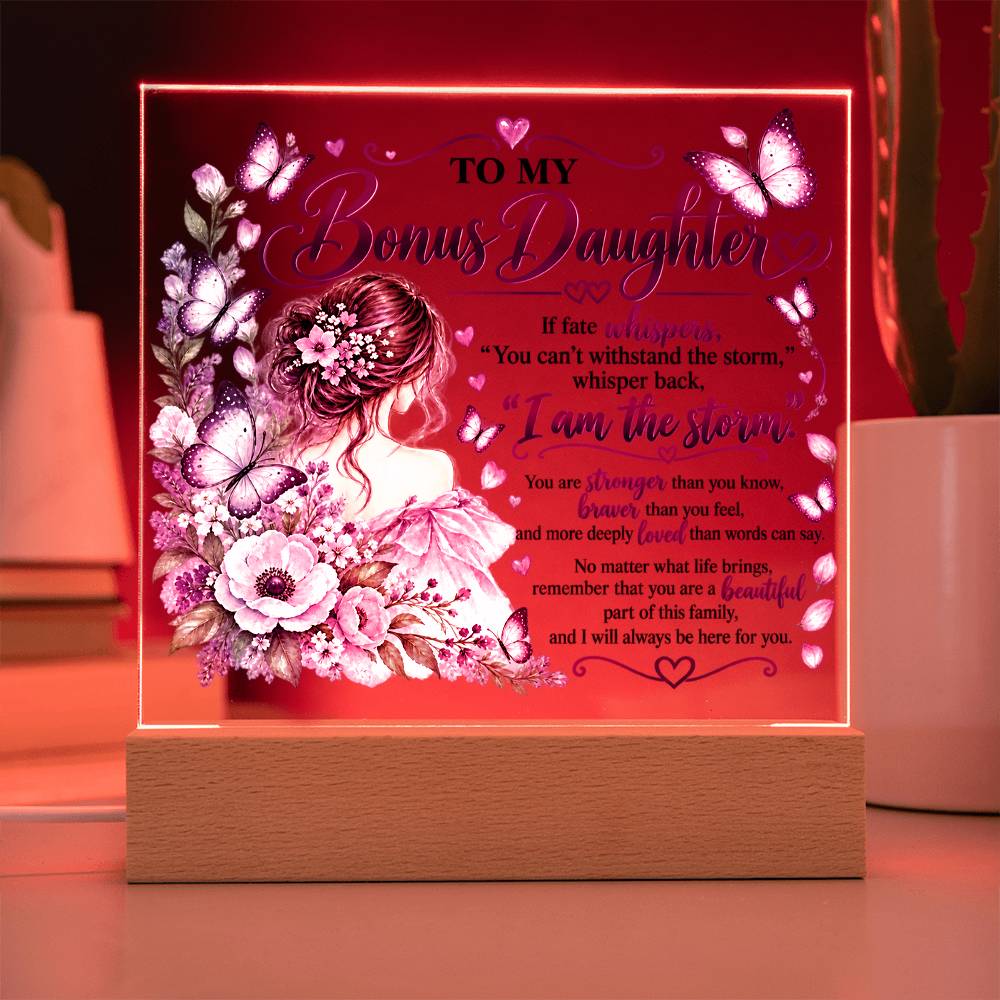Bonus Daughter Butterfly Acrylic LED Plaque - Giftinum
