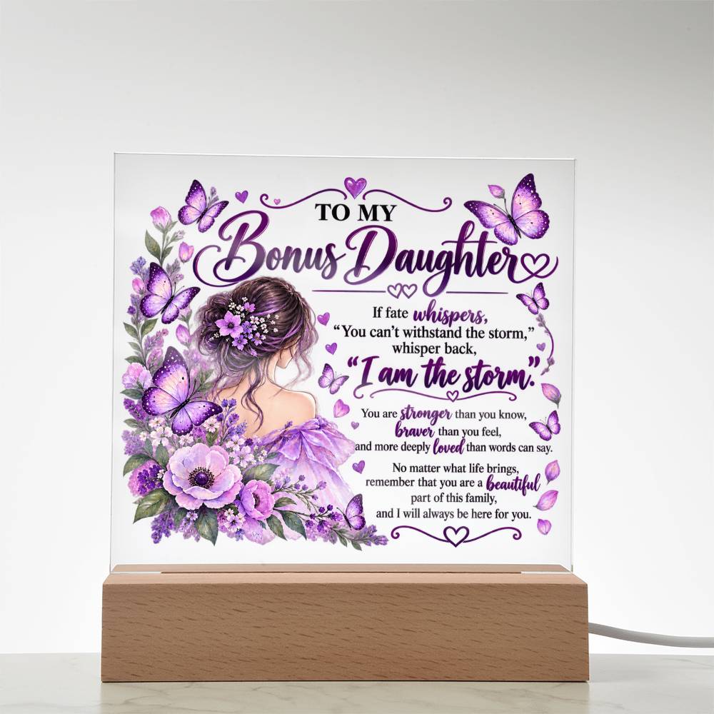 Bonus Daughter Butterfly Acrylic LED Plaque - Giftinum