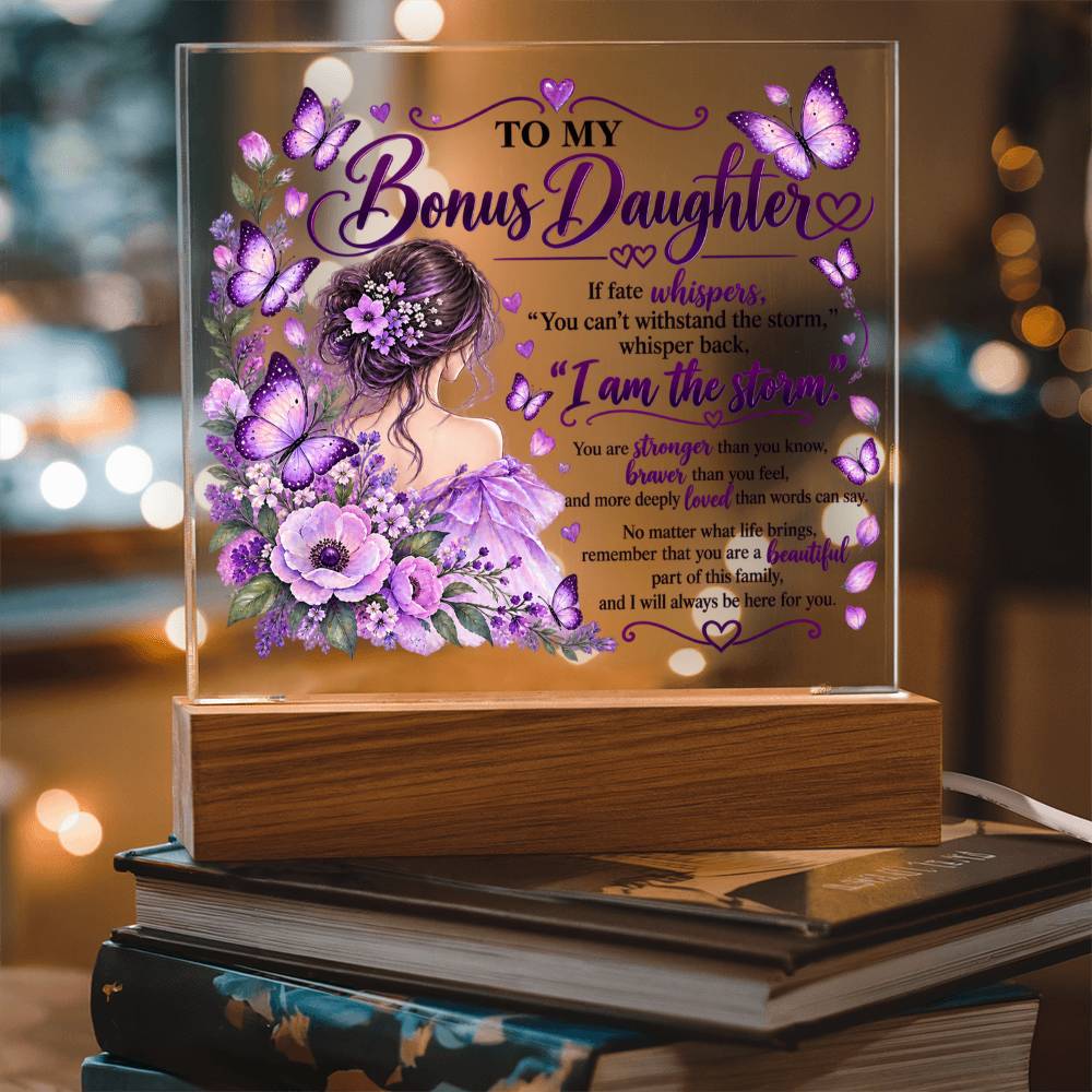 Bonus Daughter Butterfly Acrylic LED Plaque - Giftinum