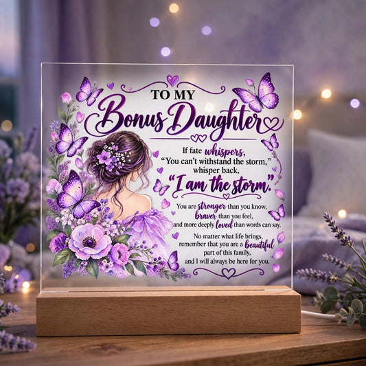 Bonus Daughter Butterfly Acrylic LED Plaque - Giftinum