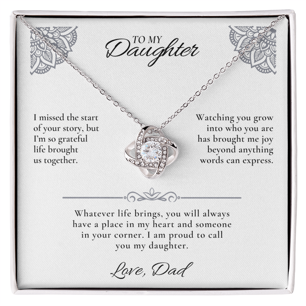 Bonus Daughter Necklace from Dad | Love Knot Gift with Message Card - Giftinum
