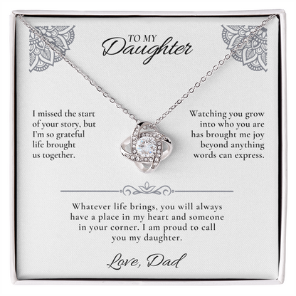 Bonus Daughter Necklace from Dad | Love Knot Gift with Message Card - Giftinum