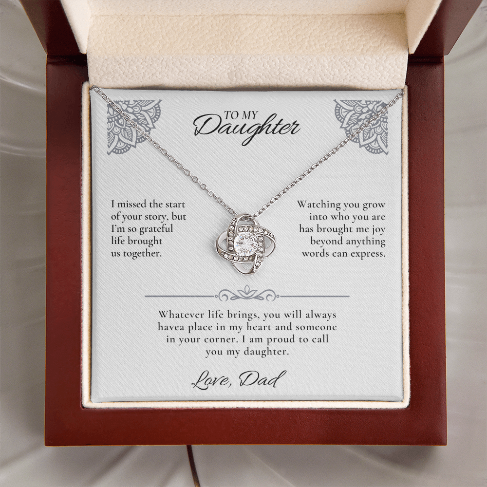 Bonus Daughter Necklace from Dad | Love Knot Gift with Message Card - Giftinum