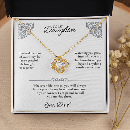 Bonus Daughter Necklace from Dad | Love Knot Gift with Message Card - Giftinum