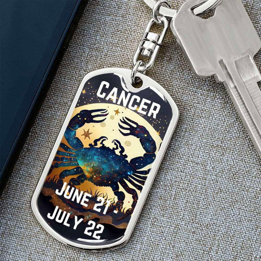 Cancer Keychain Dog Tag with Swivel Keychain (Steel) / No Jewelry Giftinum