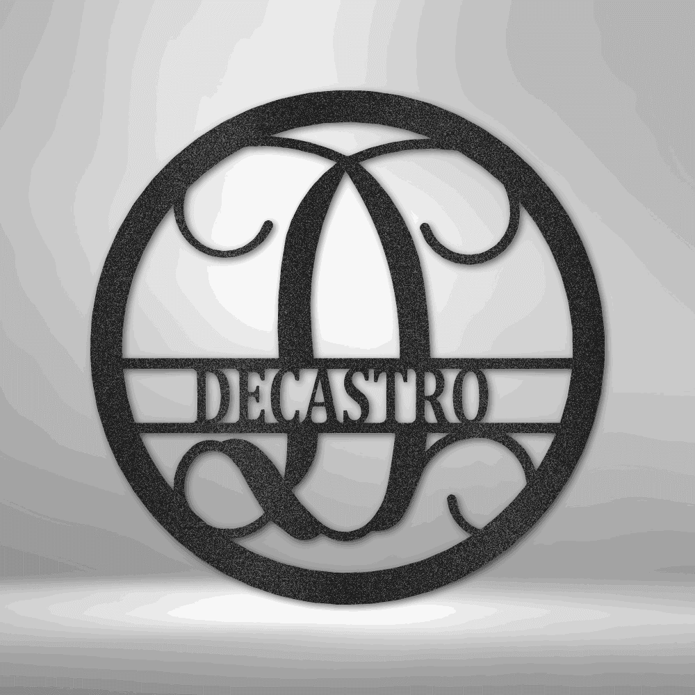 Circle Vine Monogram - Steel Sign Black / 12" Custom Giftinum