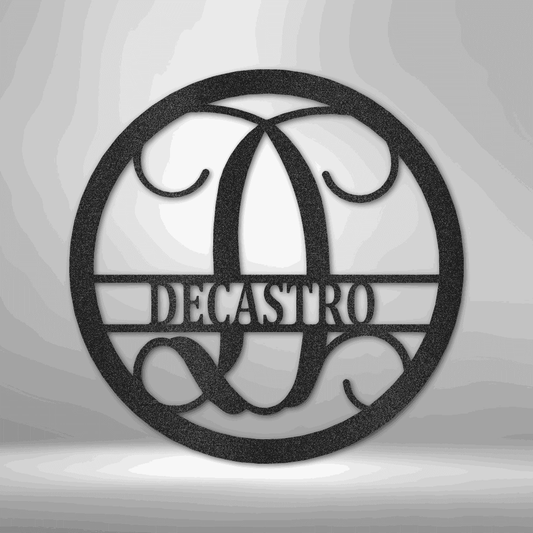 Circle Vine Monogram - Steel Sign Black / 12" Custom Giftinum