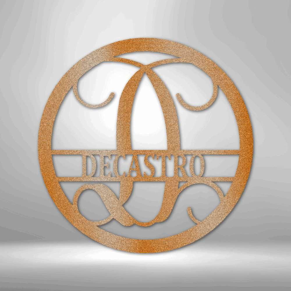Circle Vine Monogram - Steel Sign Copper / 12" Custom Giftinum