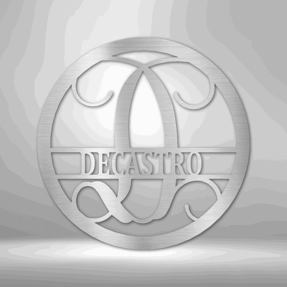 Circle Vine Monogram - Steel Sign Silver / 12" Custom Giftinum