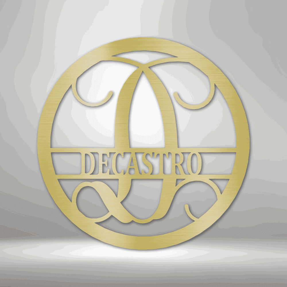 Circle Vine Monogram - Steel Sign Gold / 12" Custom Giftinum