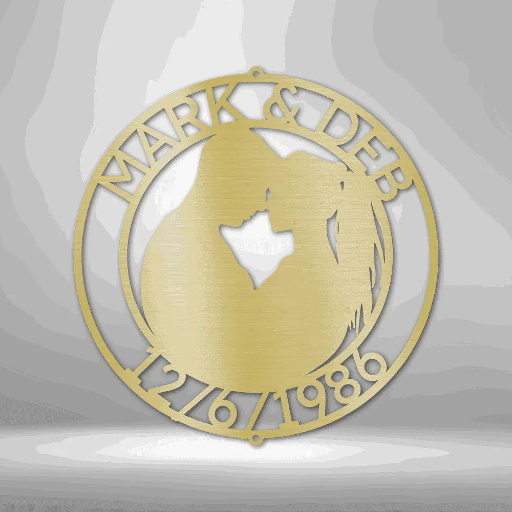 Couple Silhouette Monogram - Steel Sign - Giftinum