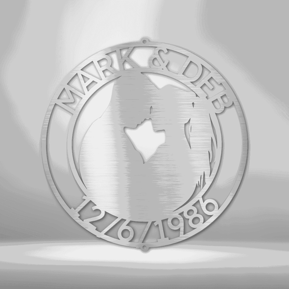 Couple Silhouette Monogram - Steel Sign - Giftinum