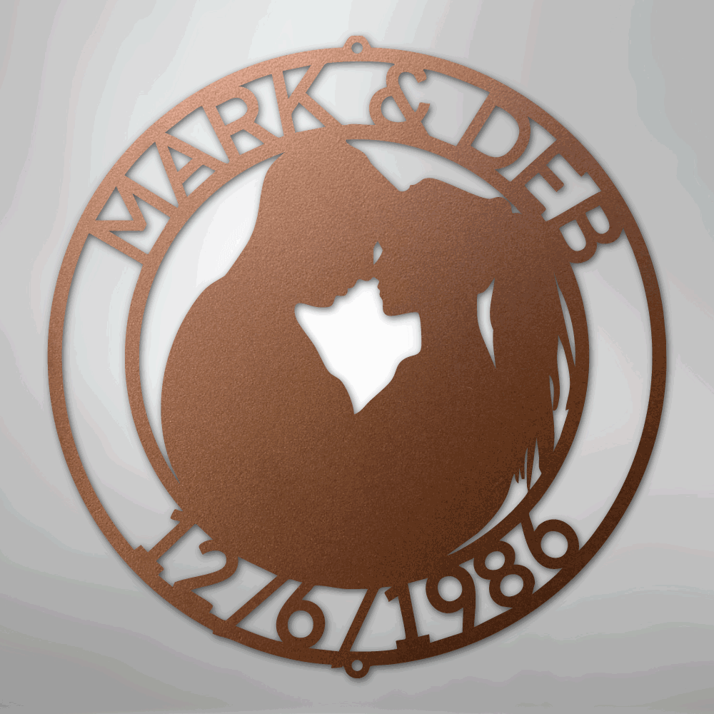 Couple Silhouette Monogram - Steel Sign - Giftinum