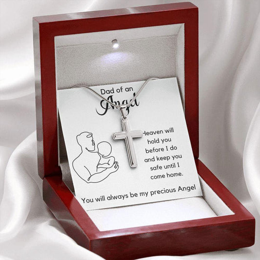 Dad of an Angel Cross Necklace Luxury Box w/LED Jewelry Giftinum