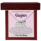 Daughter Baby Feet Necklace - Never forget that I love you. 4 Charms / Polished Stainless Steel / Luxury w/LED Box Jewelry Giftinum