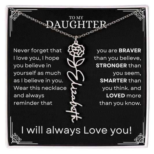 Daughter Birth Flower Name Necklace - Never forget - Giftinum