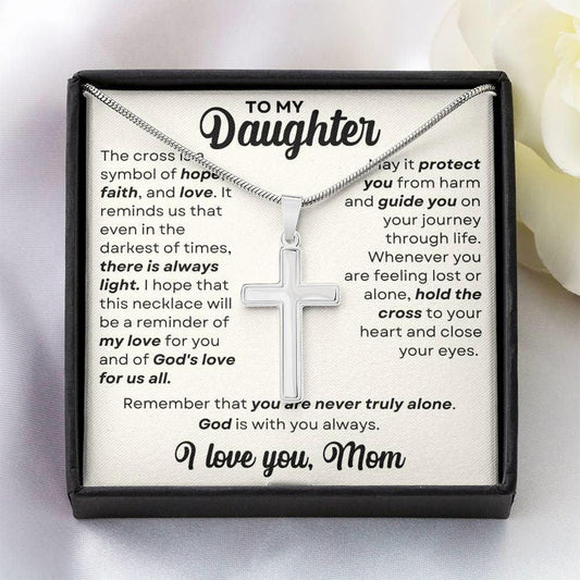Daughter Cross Necklace - you are never truly alone - Giftinum