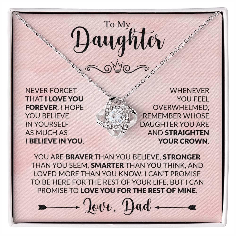 Daughter Love Knot Necklace - You are braver - Giftinum