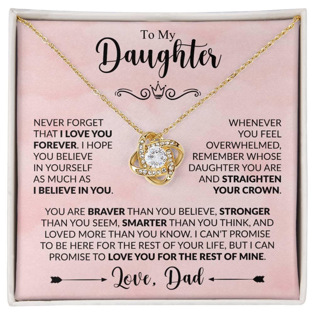 Daughter Love Knot Necklace - You are braver - Giftinum