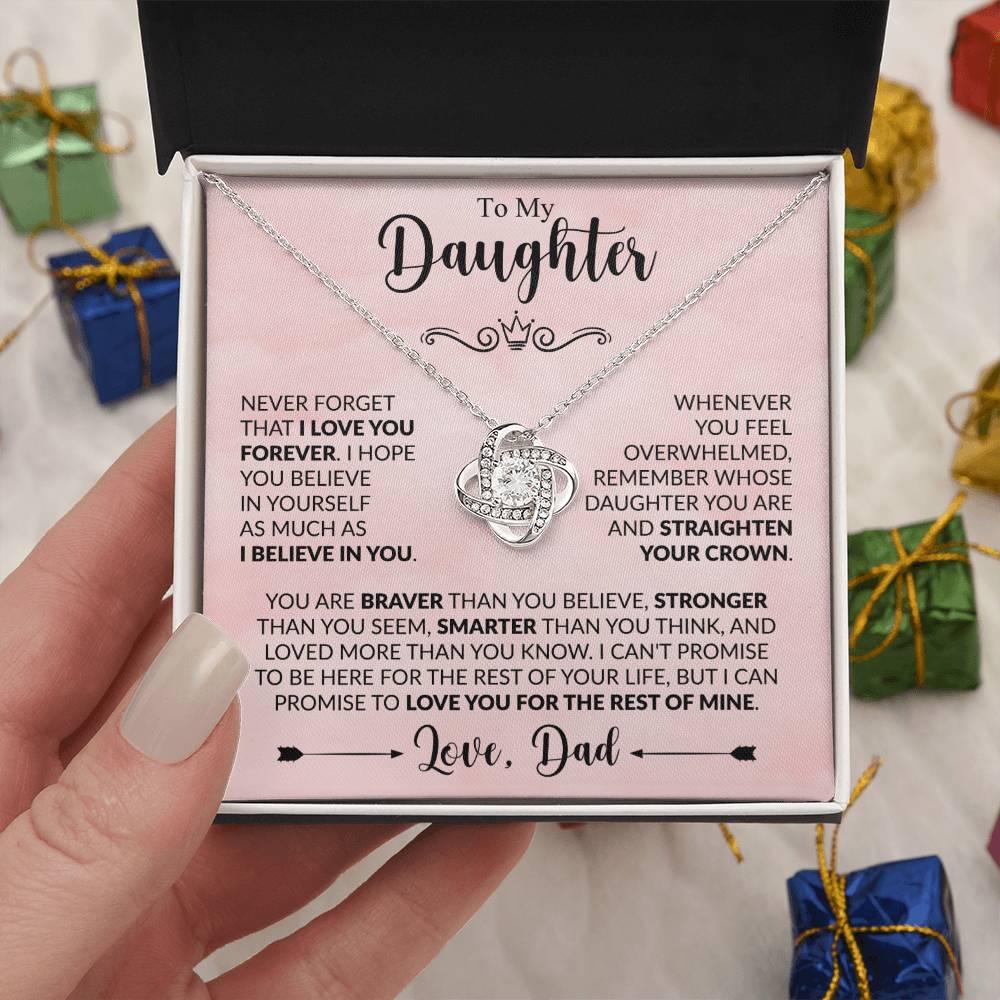 Daughter Love Knot Necklace - You are braver - Giftinum