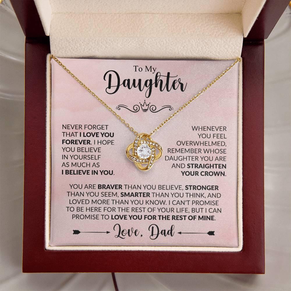 Daughter Love Knot Necklace - You are braver - Giftinum