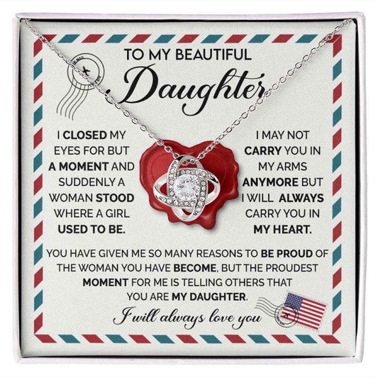 Daughter Necklace - Closed My Eyes 14K White Gold Finish / Two-Toned Box Jewelry Giftinum