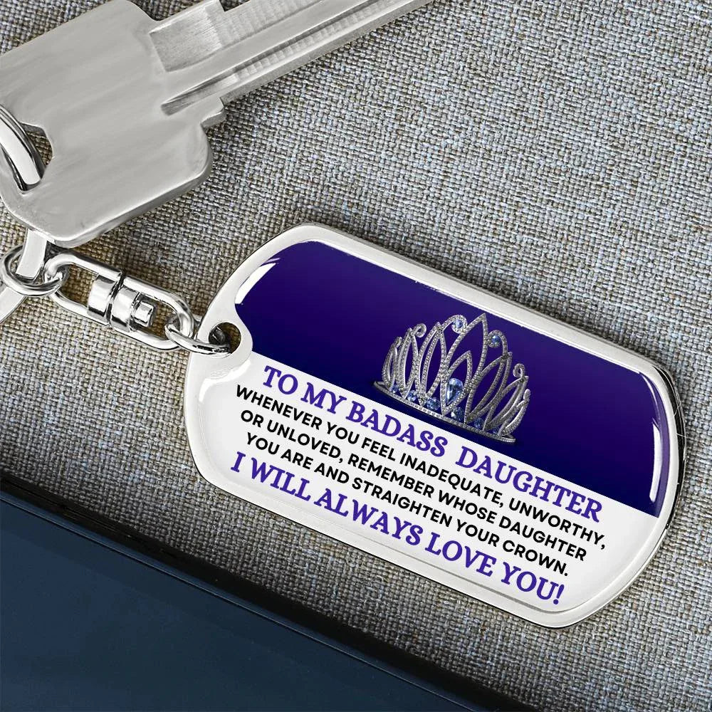 Badass Daughter Keychain | Straighten Your Crown - Giftinum