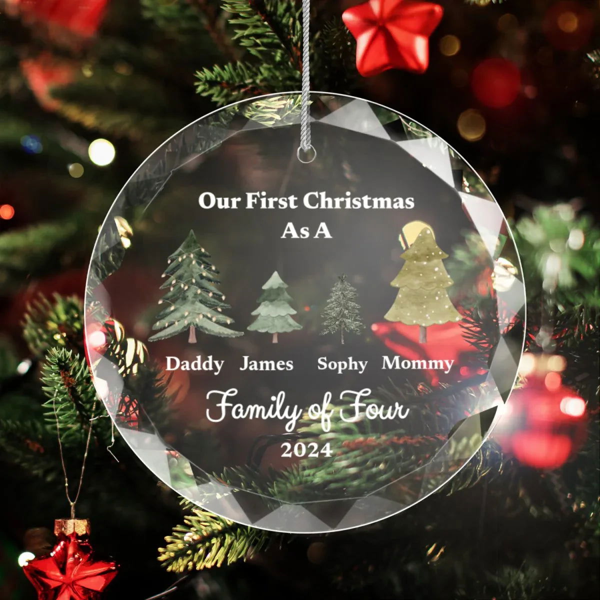 Family of Christmas Ornament With Gift Box - Giftinum