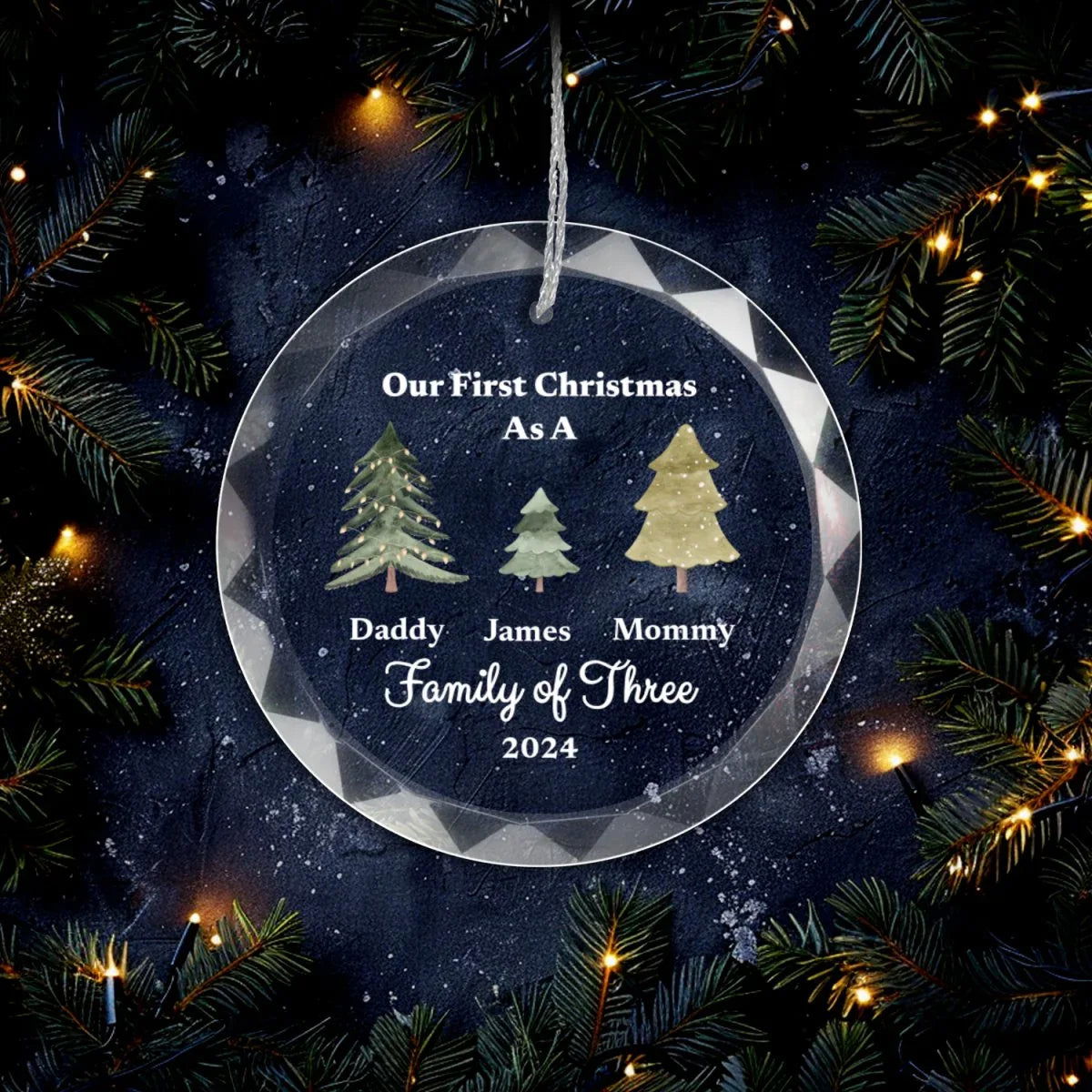 Family of Christmas Ornament With Gift Box - Giftinum